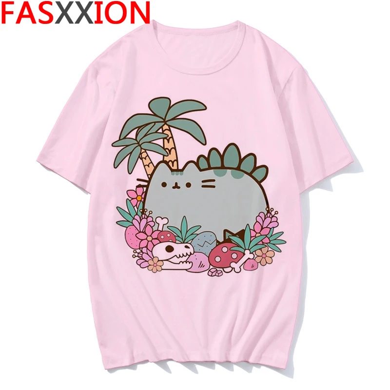Милая футболка Pusheen женская с изображением Каваий кошки в стиле 90-х Харадзюку