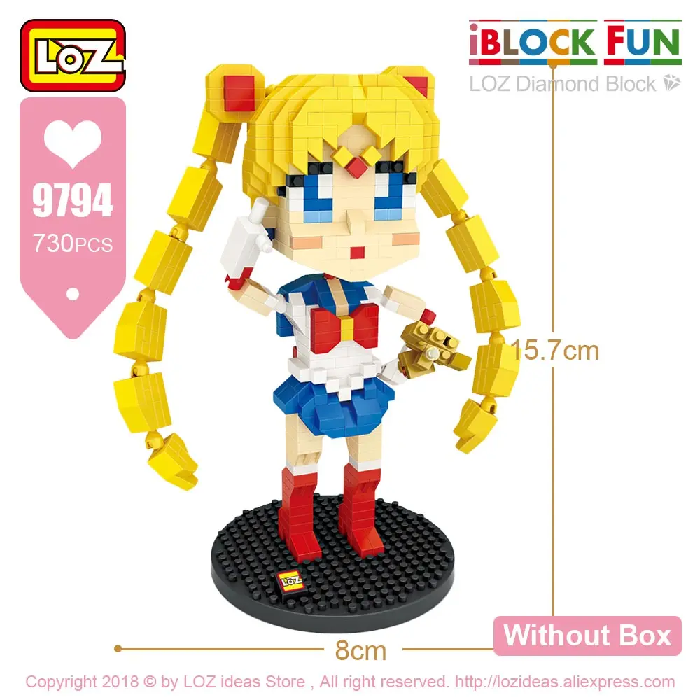 9794 Without Box LOZ алмазные блоки мультфильм Луна Чиби японского аниме фигурки Луна кошка Строительные Кирпичи DIY, персонаж игрушки для детей - Цвет: 9794 Without Box