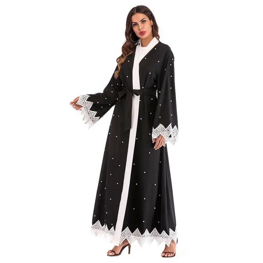 Взрослые мусульманские кружевные вышитые алмазные бисероплетения абайя Мода