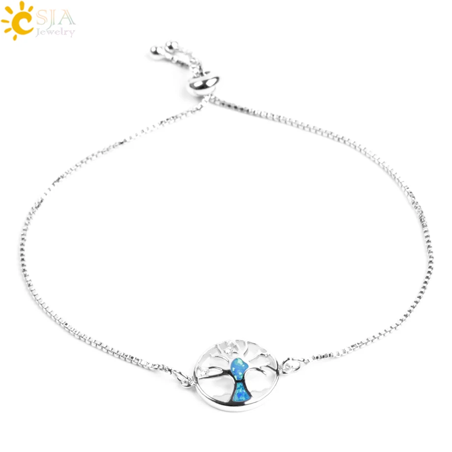 CSJA Голубой опал драгоценный камень ювелирные изделия для женщин коробка цепь
