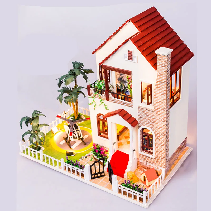

Diy Miniature Doll House big Include Furniture 3D Wooden Puzzle Dollhouse For Birthday Gift Toys D003