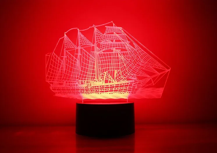 Креативная модная настольная Светодиодная лампа с 3D изображением корабля или