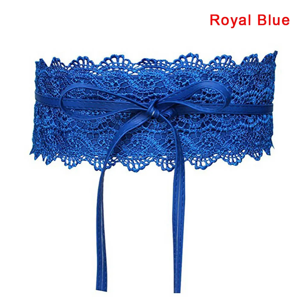 Royal Blue Горячая 1 шт. женское платье пояс кружева широкий пояс PU украшение модный поясной ремень-B5 - Цвет: Royal Blue