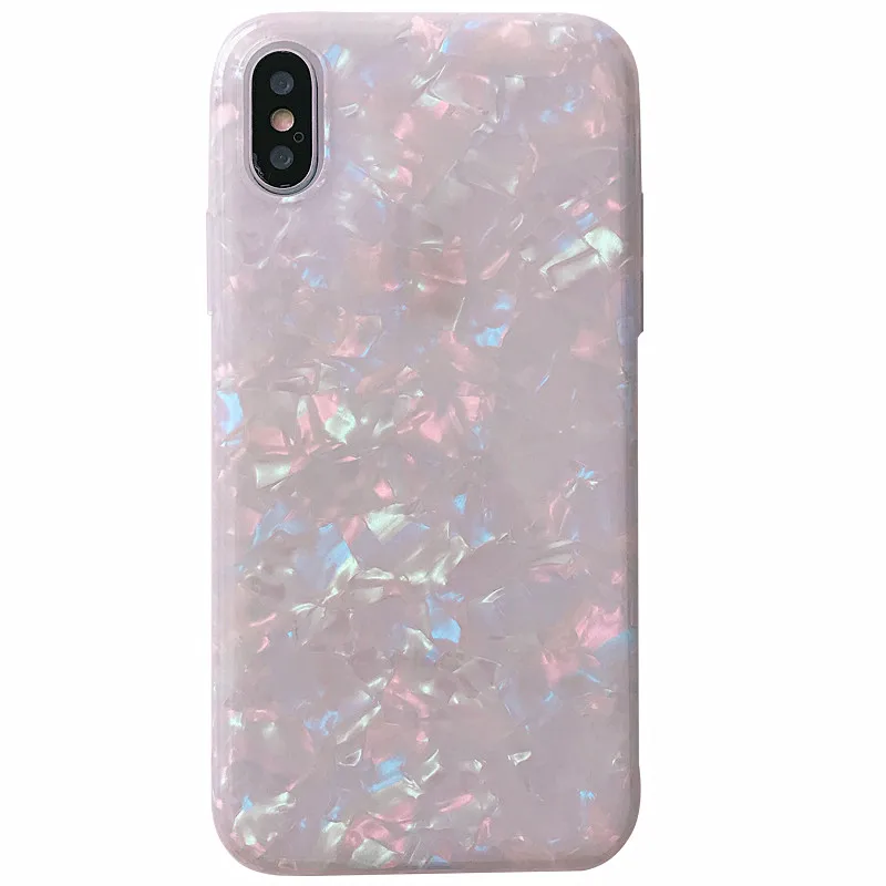 Полупрозрачный блестящий чехол LUDI с раковиной для телефона iphone 6S X 6 7 8 Plus сумка