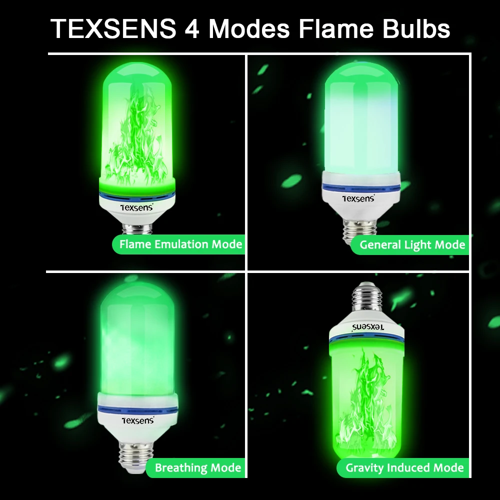 Texsens 2 Упак. 4 режима + датчик гравитации свет пламени E27 E26 B22 СВЕТОДИОДНАЯ Лампа с