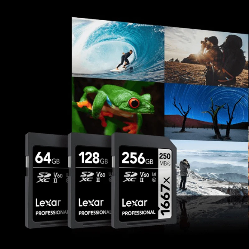 Lexar 1667x 250 МБ/с./с высокая скорость 64 Гб 128 ГБ 256 SD SDHC SDXC UHS II U3 карта памяти для 1080P Full HD