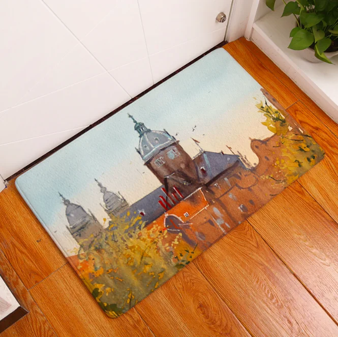Акварельный Парижский Венецианский коврик для ванной кухонный декоративные