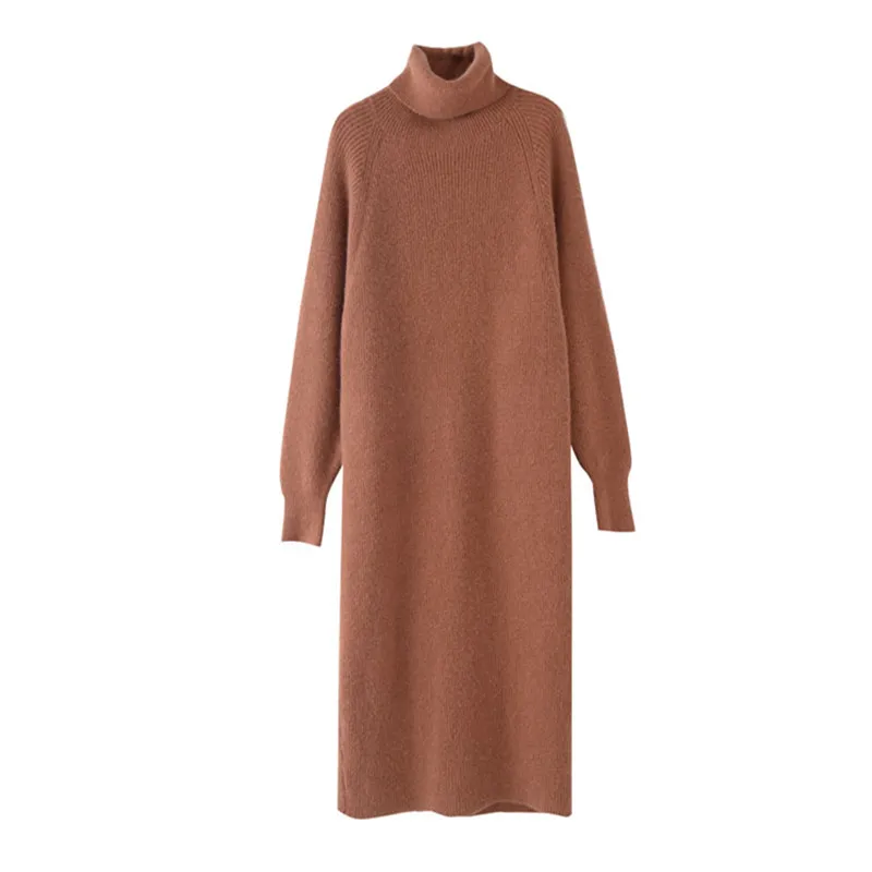 voceelinda 2019 Winter Women Warm Long Sleeve Knitted Sweater Dress Pullover Turtleneck Casual with Belt | Женская одежда