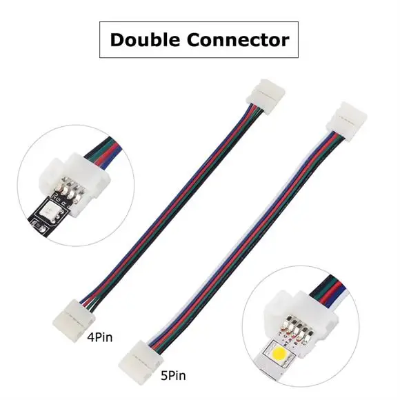 4Pin 5Pin разъем для светодиодной ленты для RGB RGBW RGBWW цвет 5050 Светодиодная лента провод Соединительный удлинитель соединительный кабель - Испускаемый цвет: Double connector