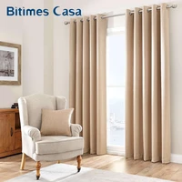 thermal insulated linen 100 blackout windows curtain lined for living room bedroom interior home decoration drapes panel