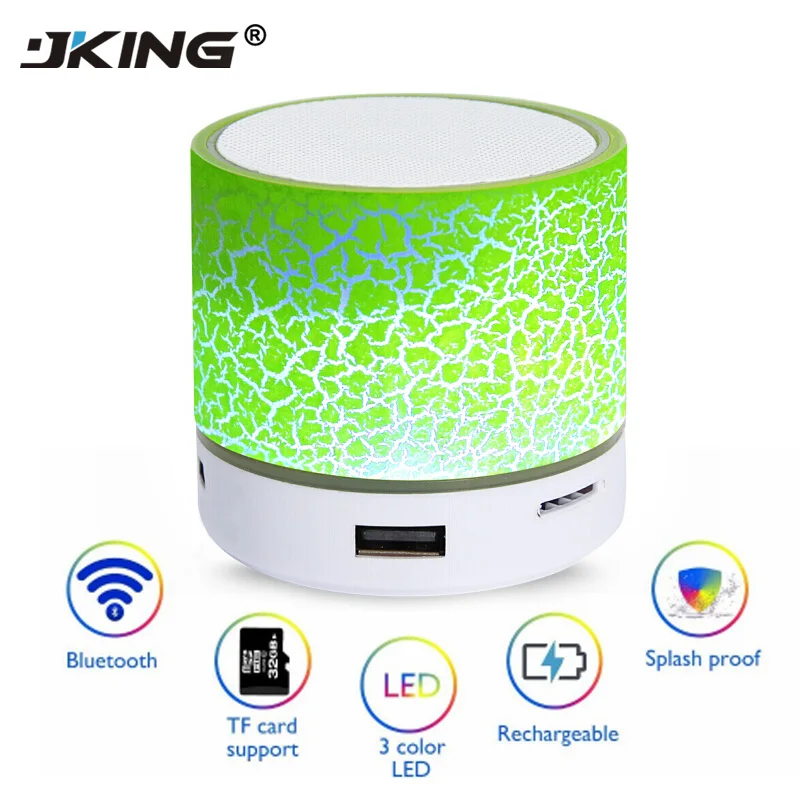 JKING Портативный Мини Bluetooth динамик s беспроводной громкой светодиодный TF USB FM звук