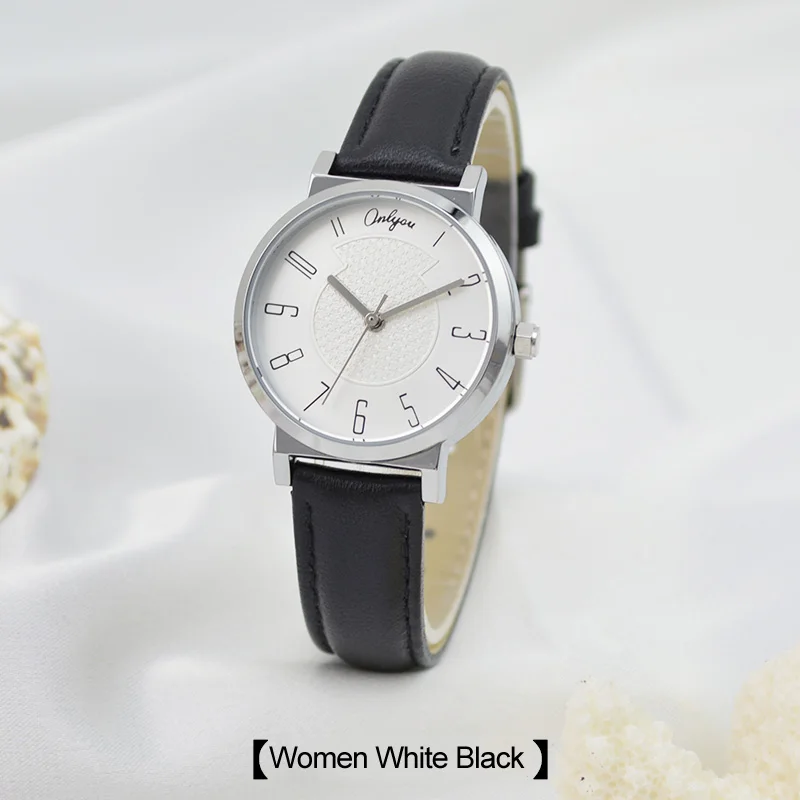 Onlyou Марка Женщины Мужчины Часы Кварцевые Кожаный Ремешок Мода Повседневная