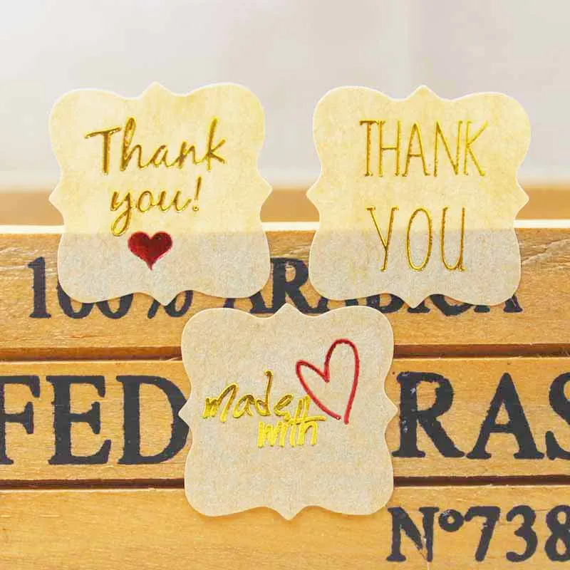 Наклейка спасибо 1000 шт. винтажная крафт печать ручной работы этикетки из