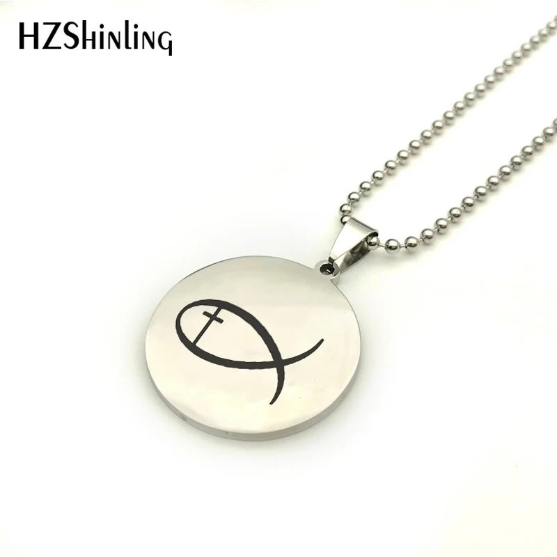 Новинка 2018 подвеска с крестом изображением рыбы ихтусом ручная работа ожерелье