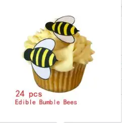 24pcs Пчела съедобные кексы украшения вафли кекс Toppers, Шмель пчёлы предварительно вырезанные, торт/Кекс творческие инструменты украшения вечерние поставки - Цвет: 24pcs