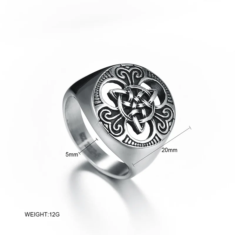 Винтажное кольцо в стиле панк серебряного цвета из титановой нержавеющей стали