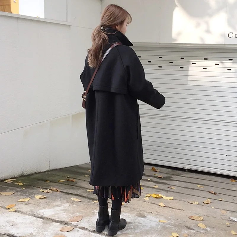 Длинное шерстяное пальто женское свободное куртка для женщин Осень-зима manteau femme