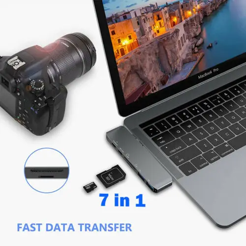 7 в 1 USB 3 Dual type C к USB3.0 концентратор + SD/TF кард ридер данных Thunderbolt HDMI 4K для MacBook
