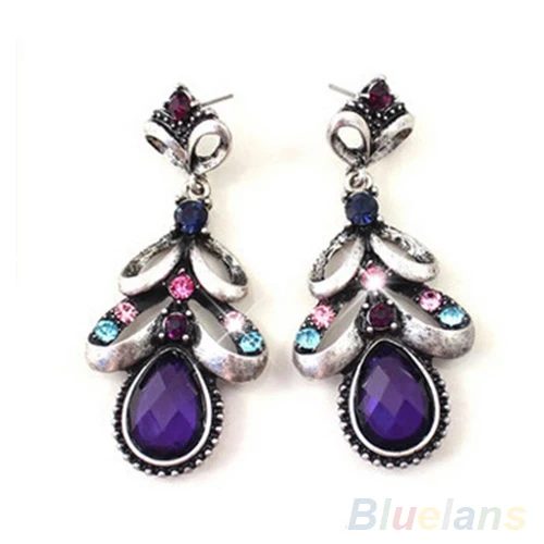 Женская Урожай Элегантный Чешские Падения Rhinestone Eardrops Серьги 1P1Z|drop earrings|rhinestones