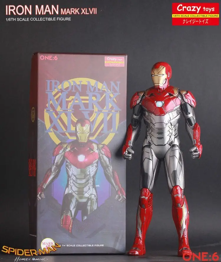 Сумасшедшие игрушки Marvel Мстители со знаком Железного человека XLVII Mk47 1/6 масштаб