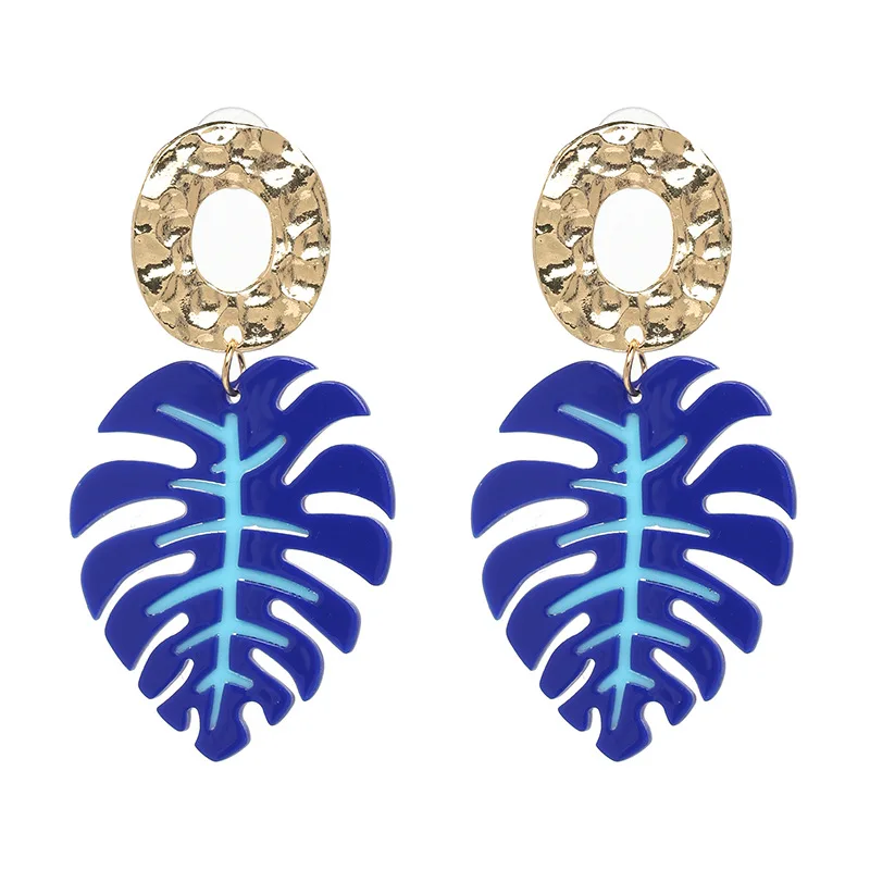 Wonafashion 11 Colors Resin Tropical Fronds Earrings Trendy Summer Jewelry Statement Leaf for Women | Украшения и аксессуары