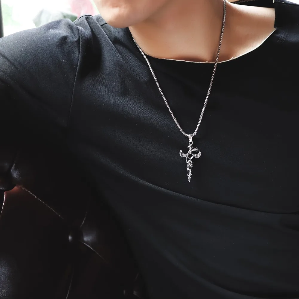 Готическое панк ювелирное ожерелье с подвеской в виде змеиного Креста красное