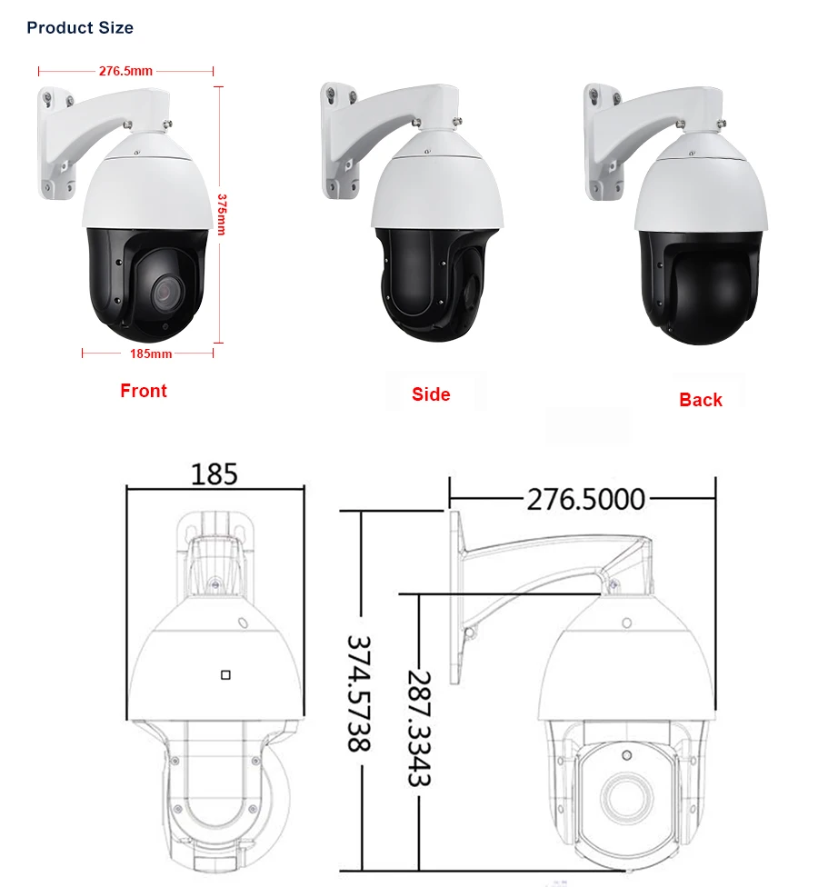 Безопасность POE 1080P IP PTZ камера интеллектуальная гладкая автоматическое отслеживание 30X зум высокая скорость Cam Starlight H.265 Лазерная ИК частная маска