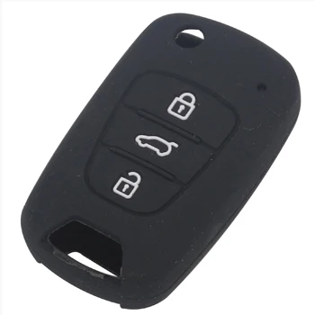 Jingyuqin 3BTN силиконовый чехол для ключа автомобиля для Kia RIO K2 K5 Sportage Sorento для Hyundai i20 i30 i35 iX20 iX35 Solaris Verna - Название цвета: black