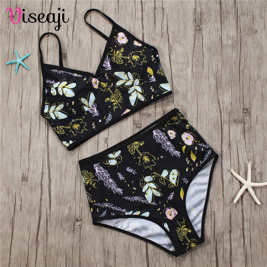 Купальник с высокой талией бикини 2018 купальник пуш ап Женский бандажный