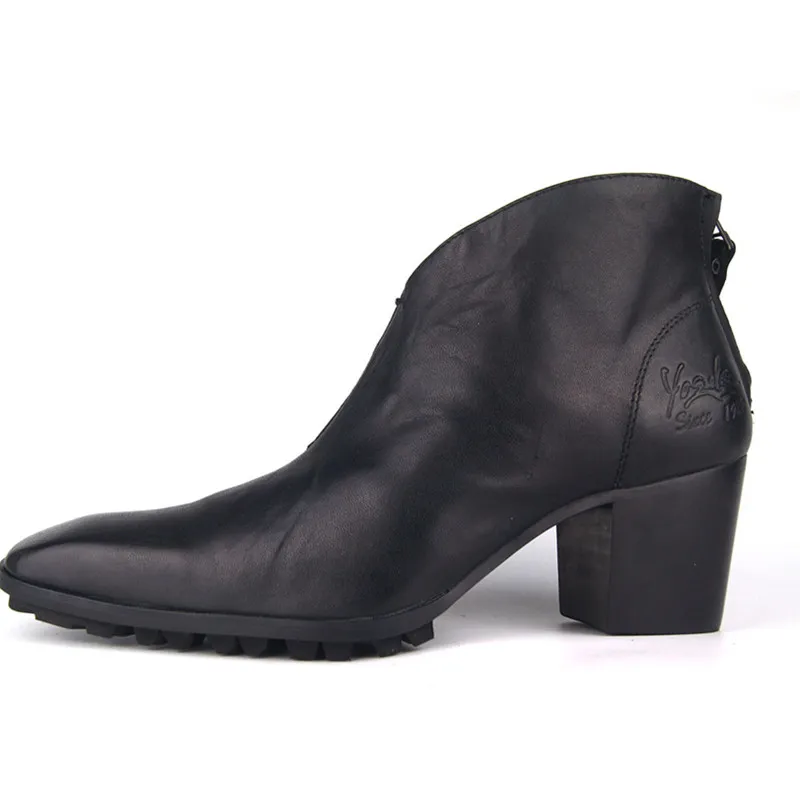 

Pointed toe genuine leather new designer leather brand high heel men dress wedding Boots