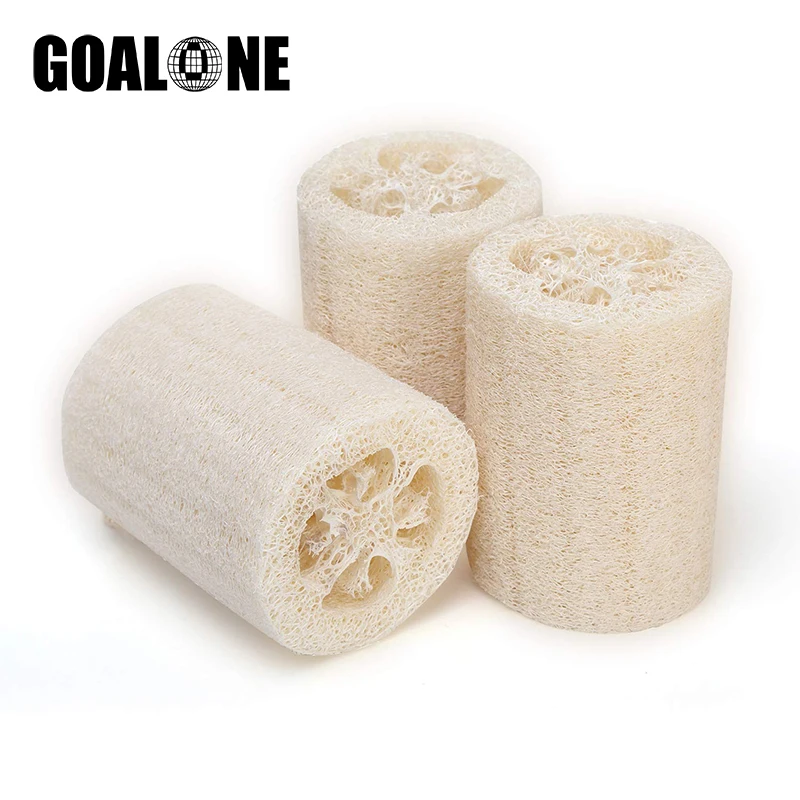 2Pcs/Set Loofah Bath Sponge with Lanyard 4inch Natural Loofah Sponge Scrubber Bath Sponge for Body Cleaning Bathroom Accessories