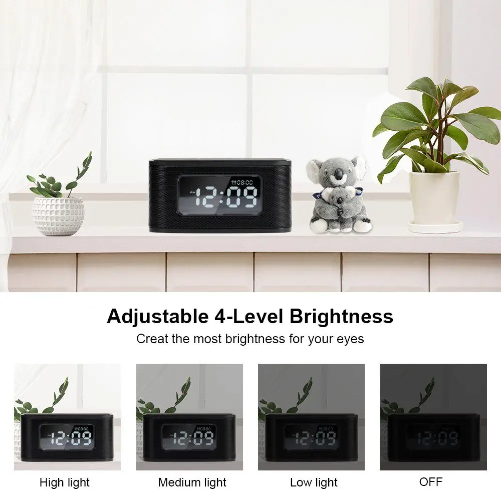 Bluetooth колонка/Беспроводное зарядное устройство/FM радио/будильник/USB порт