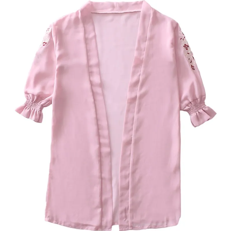 Children Girls Thin Coat Outerwear Blouse Cardigan Fashion Clothing Summer Outwear for Girl Sun Protection 13 years Flower White | Детская