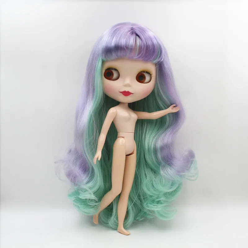 Кукла Blygirl кукла Blyth фиолетово-зеленая челка с завитками обычное тело 7 шарнирных