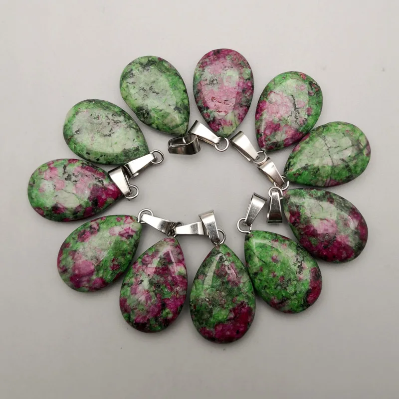 Модные Epidote натуральный камень подвески в форме капель воды и ожерелья для