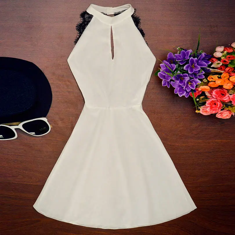 Кружевное мини-платье без рукавов вечерние платья с открытой спиной и