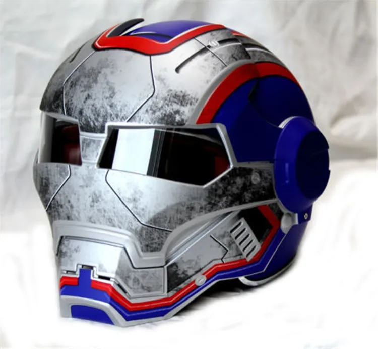 

Men women Masei 610 Iron Man Patriot personality special motorcycle offbeat half open face motocross Helmet-Blue