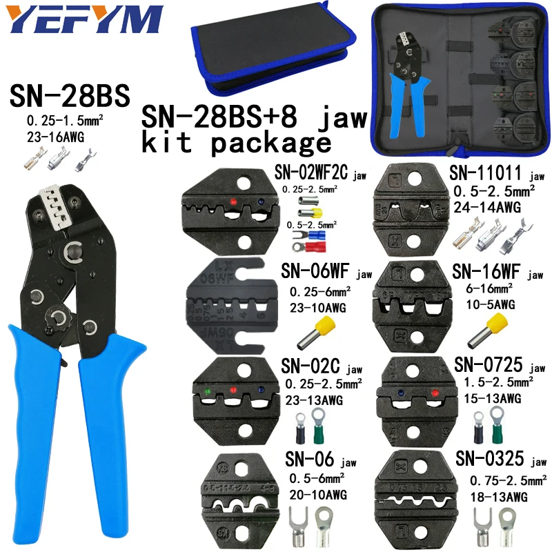 Обжимные клещи SN 28BS 8 челюсти комплект посылка для 2 4 6 3 VH2.54 96 2510/трубка/insuated клеммы