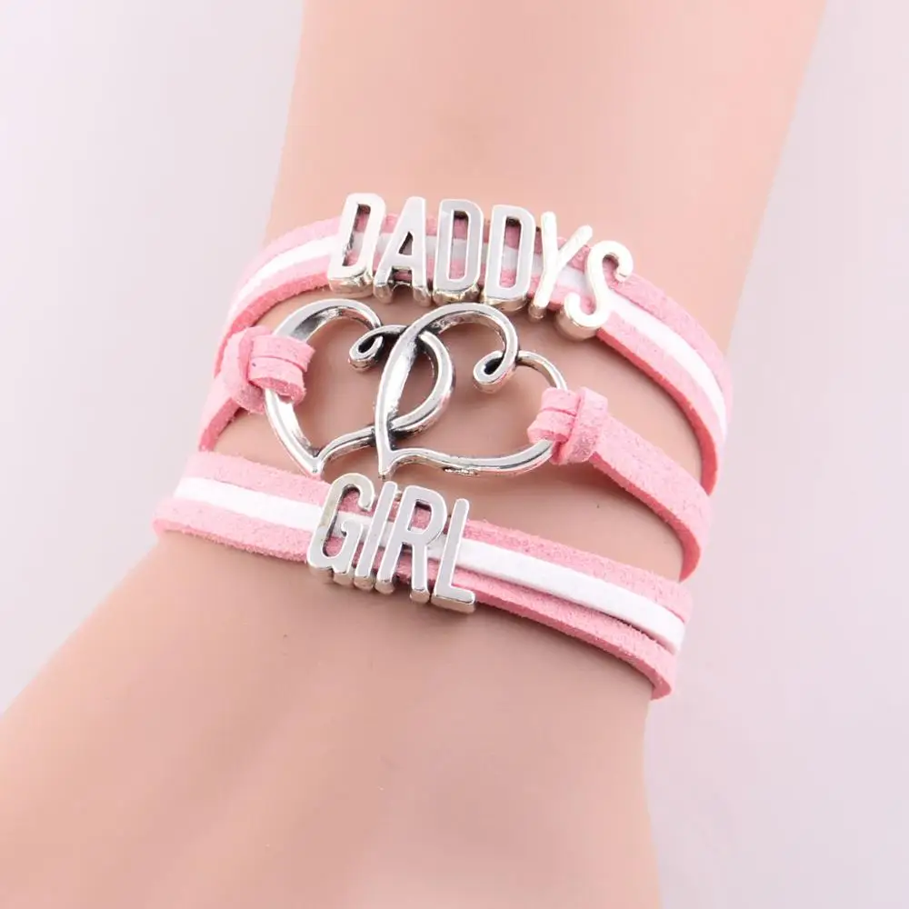 p2210 Маленький Minglou daddy's girl Подвеска для браслета в форме сердца замшевый обруч мужские браслеты и браслеты для женщин ювелирные изделия семейные подарки Прямая поставка - Окраска металла: p2210