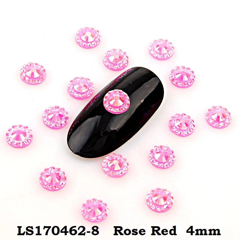 Rose Red 4mm 4 мм Стразы для ногтей из смолы, украшение для дизайна ногтей, Подсолнух, около 1000 шт, 15 цветов для украшения ногтей своими руками - Цвет: Rose Red 4mm