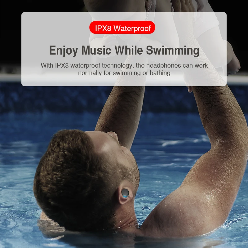 IPX8 Водонепроницаемые Мини Bluetooth наушники с микрофоном Беспроводные спортивные