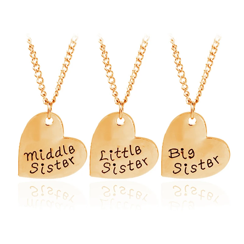 Ожерелье сестер 3 шт. ожерелье ручная печать|hand stamp|little sistersister necklace |