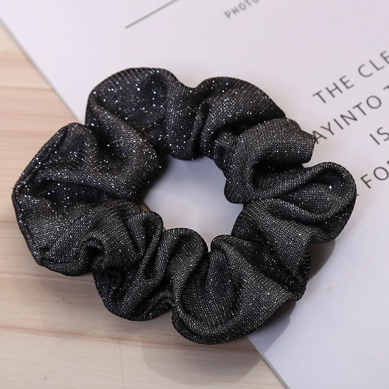 Shining Glitter Metalic Fabric Hair Scrunchies Women Accessories Tonytail Holder Elastic Ties |