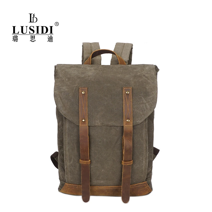 Холст кожаный рюкзак путешествия пакет большой повседневный колледж школы сумки