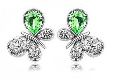 

Austrian Crystal Oceanblue Butterfly stud Earrings fashion jewelry top qualitylovers gift party girl charms women