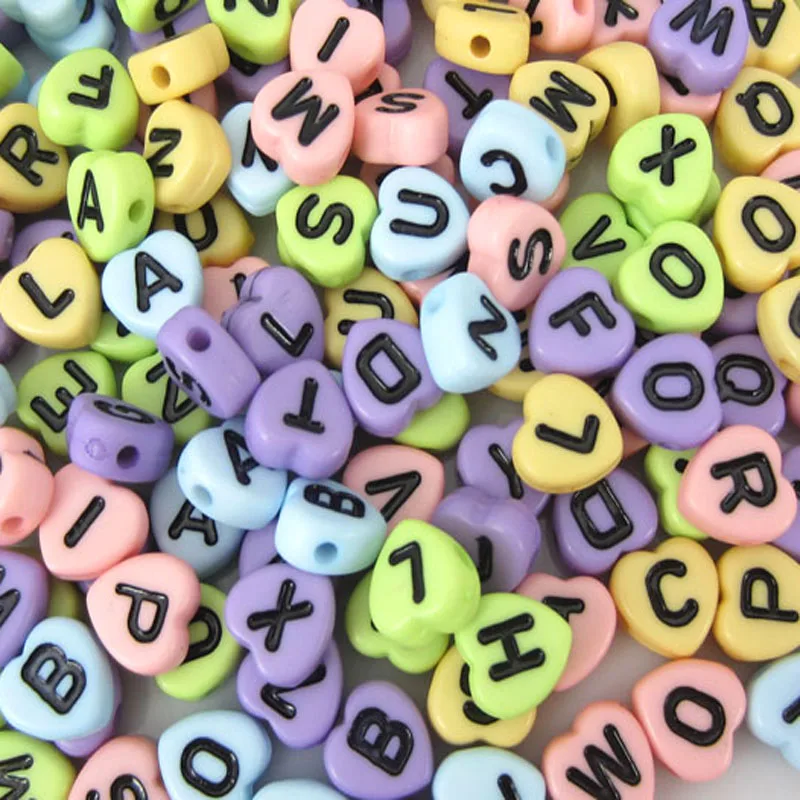 Бусины микс в форме сердца буквы алфавит акриловые бусины для изготовления