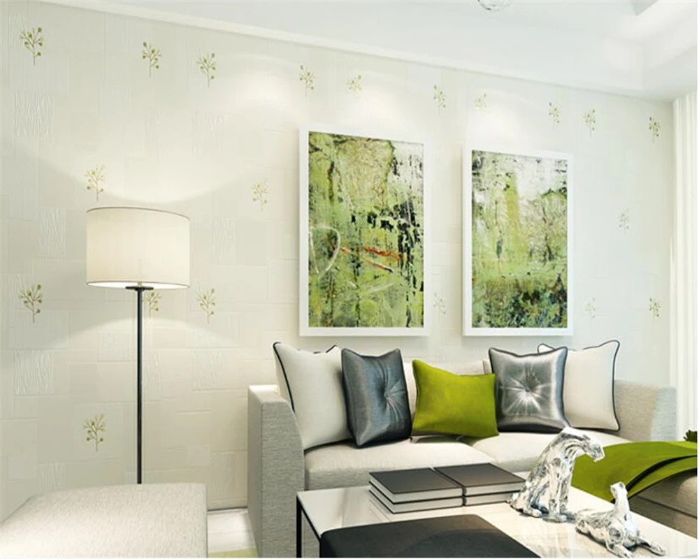 

beibehang Pastoral Wallpaper Sprinkle Bronze Small Saplings Nonwoven papel de parede 3d Wallpaper Living Room Bedroom Background