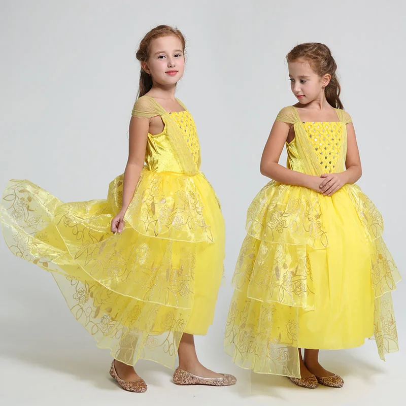 Belle Dress Halloween Baby Girls Children Yellow Party Costume Clothing | Тематическая одежда и униформа