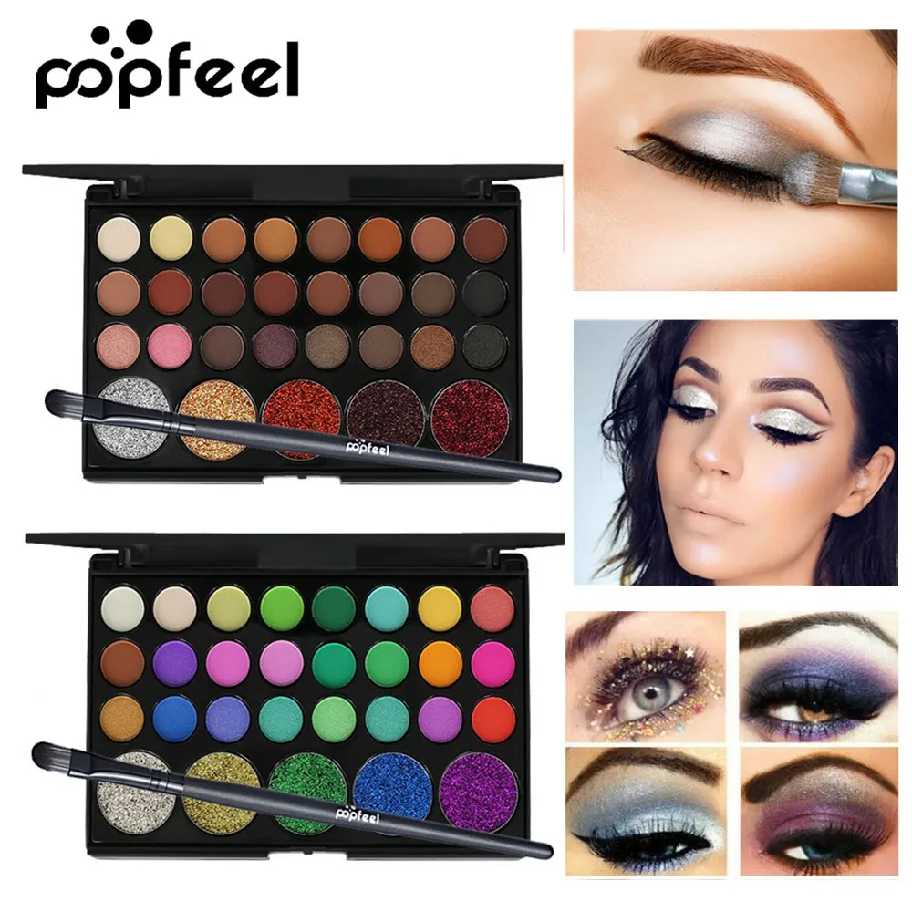 Popfeel, 29 цветов, блестящая палитра теней для век, матовые тени для век, палитра для макияжа, светящиеся тени для век, Мерцающая косметика, женский подарок