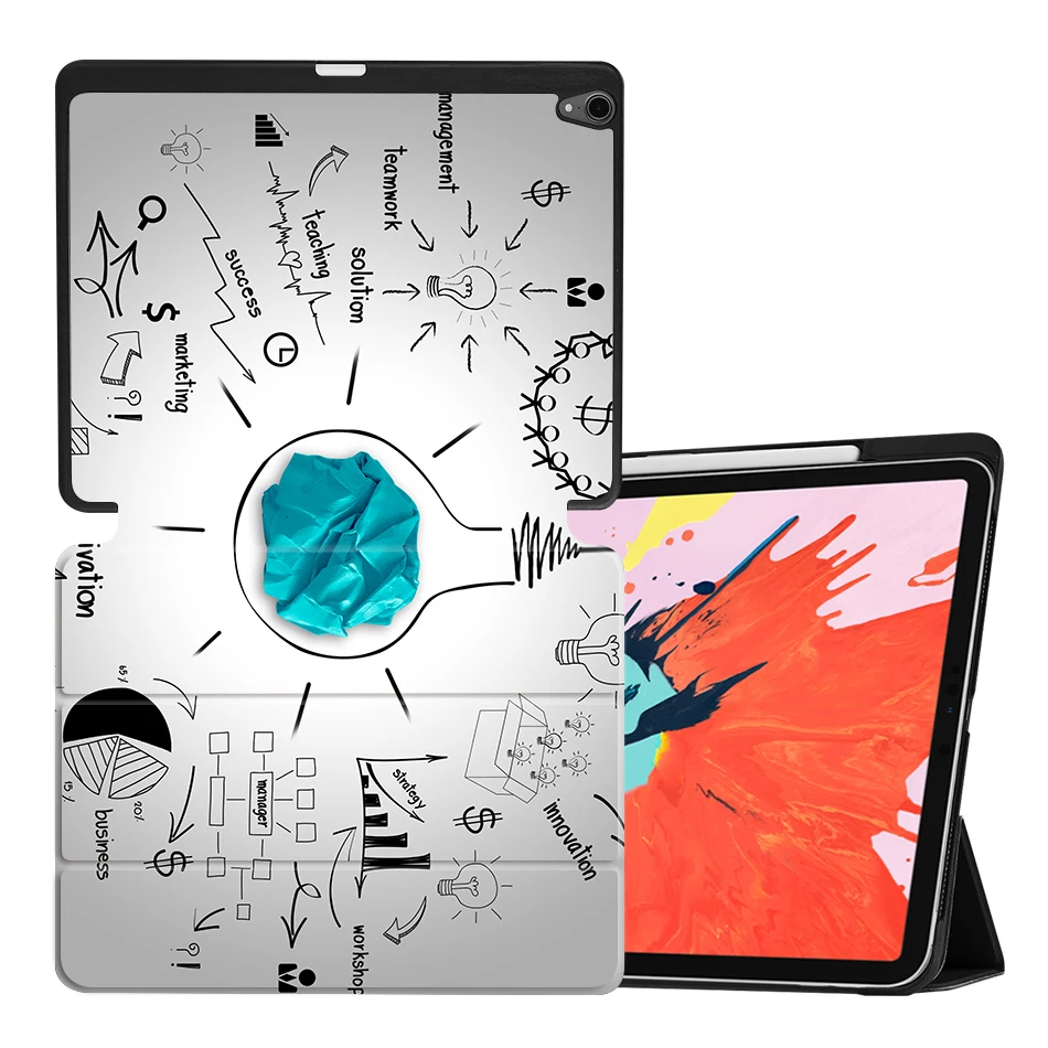 MTT светильник, чехол с лампой для iPad Pro 12,9 дюйма, тонкий чехол из искусственной кожи, трехслойный флип-стенд, умный чехол, чехол для планшета с карандашом